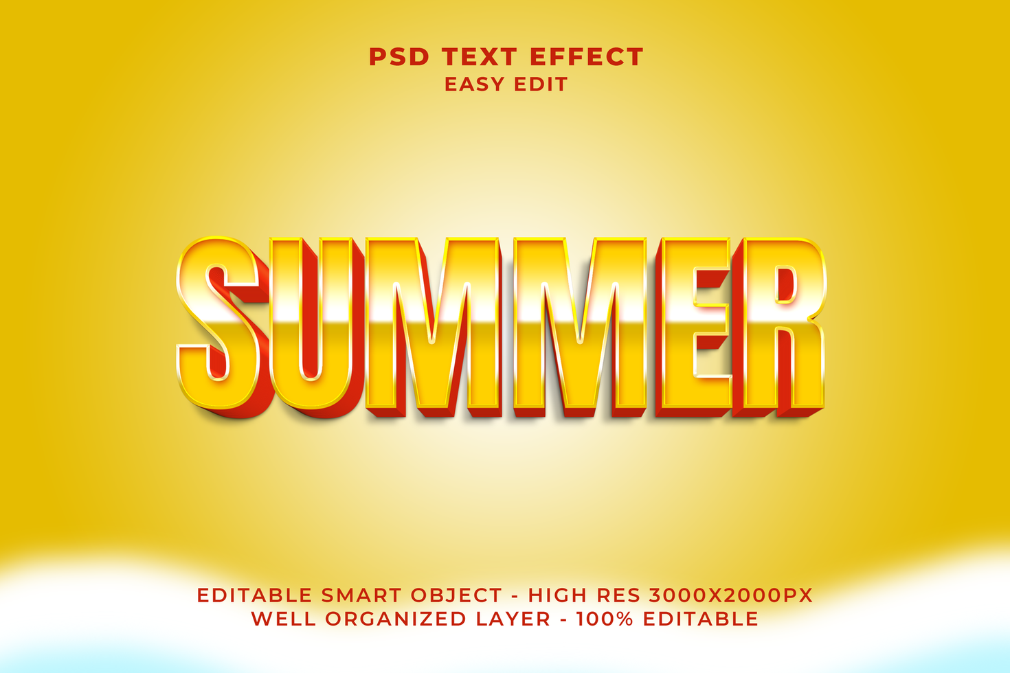 Summer Text Effect Editable psd