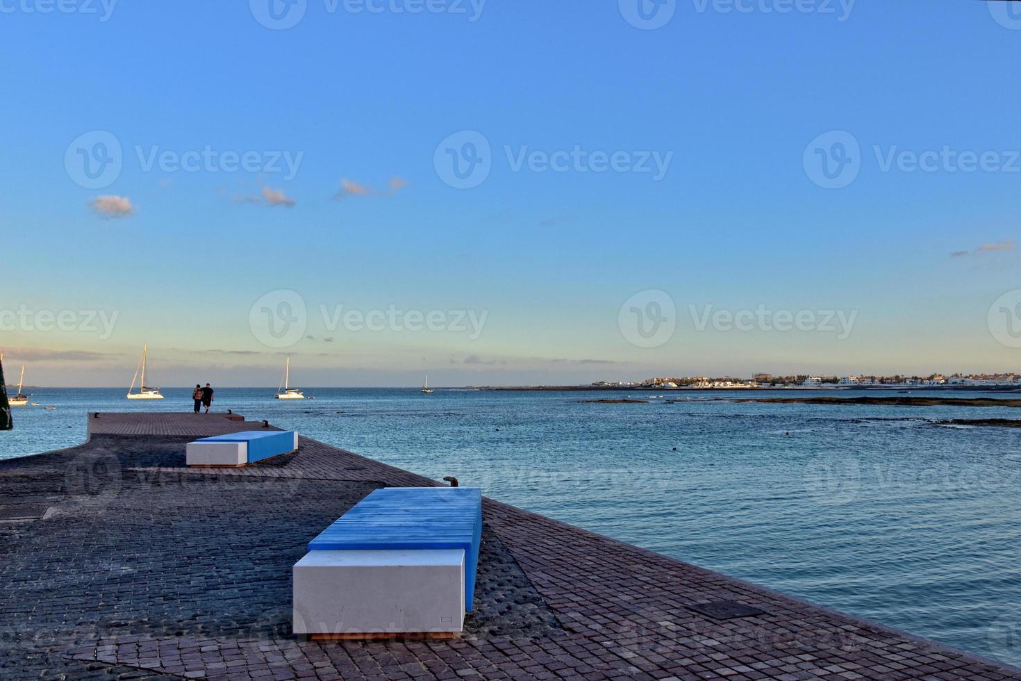 landscape with the city and the ocean on a warm day, on the Spanish Canary Island Fuerteventura photo