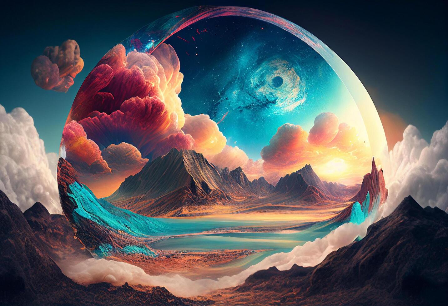 Fantasy alien planet. Mountain. 3D illustration of a fantasy planet. photo