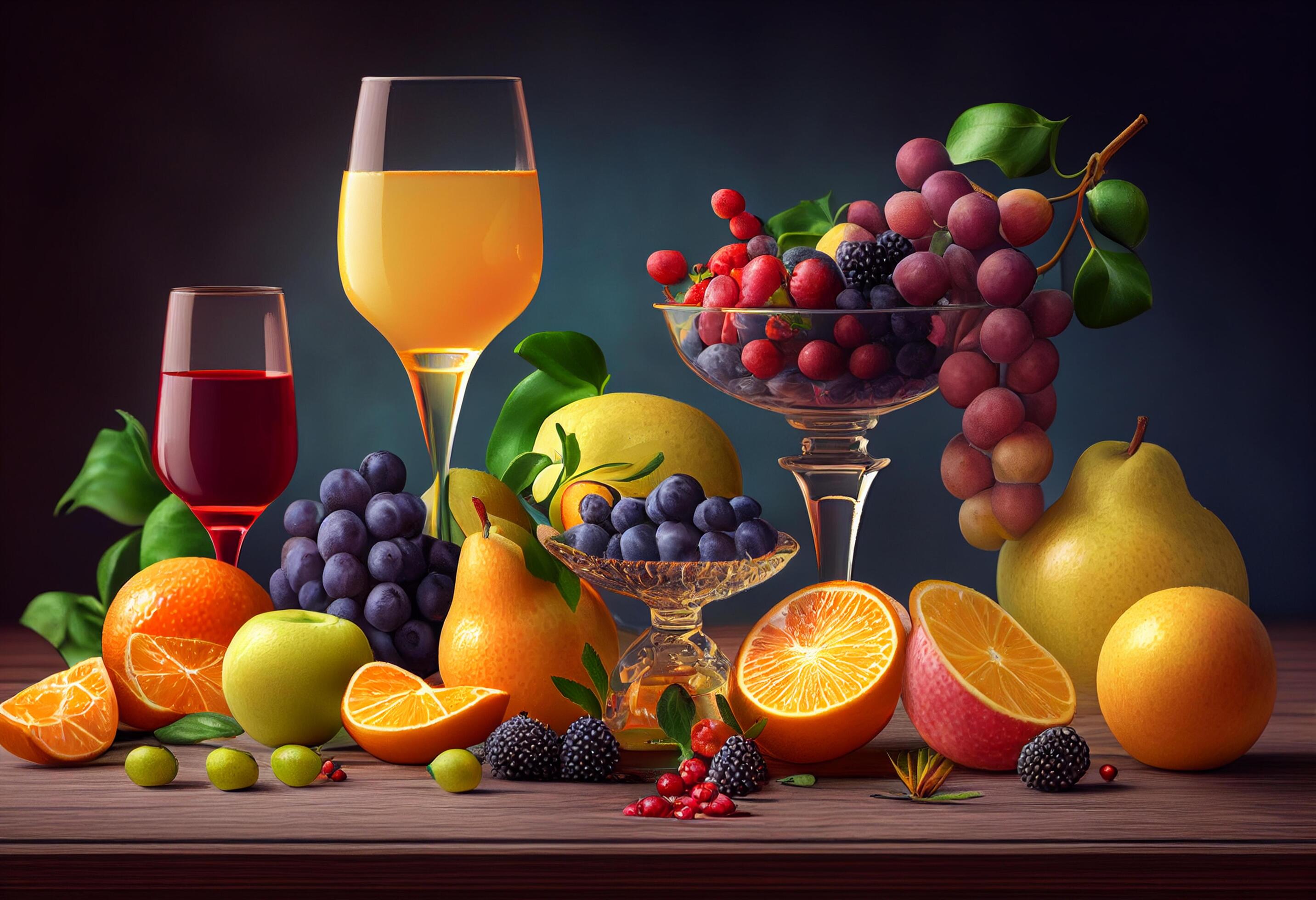 Mix Fruit juice in a glass with fresh fruits 22454684 Stock Photo at