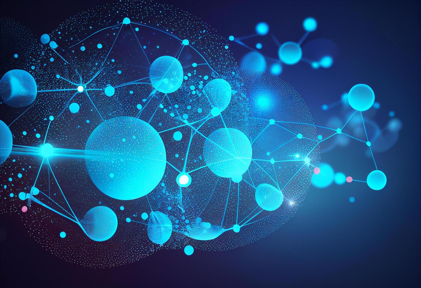 Abstract blue background with connected lines and dots Technology concept illustration photo