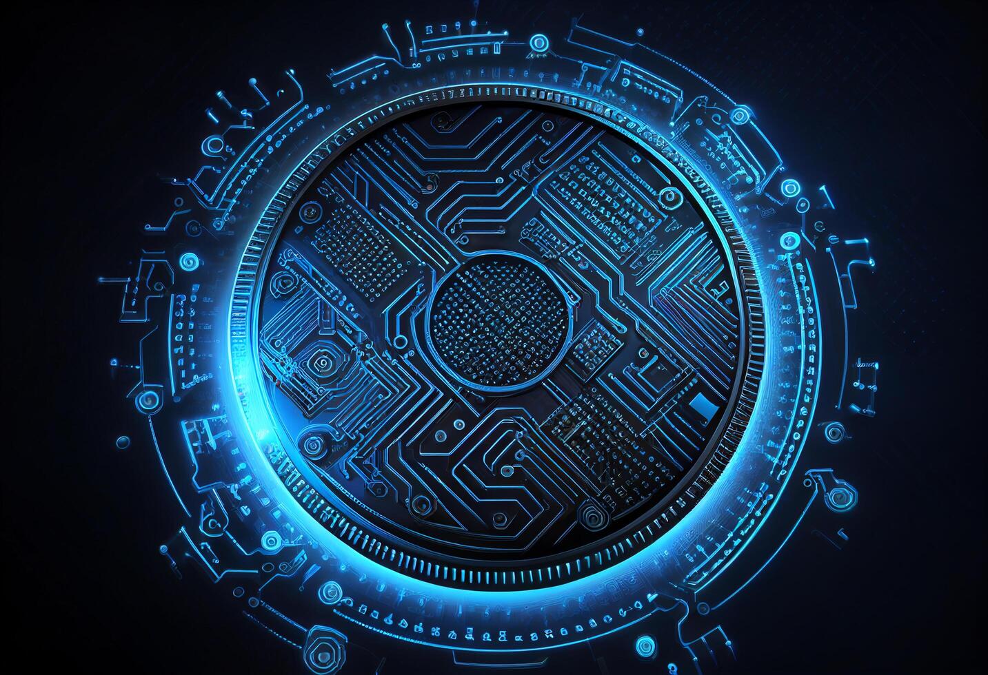 Circuit board futuristic technology background. blue 3d rendering toned image photo