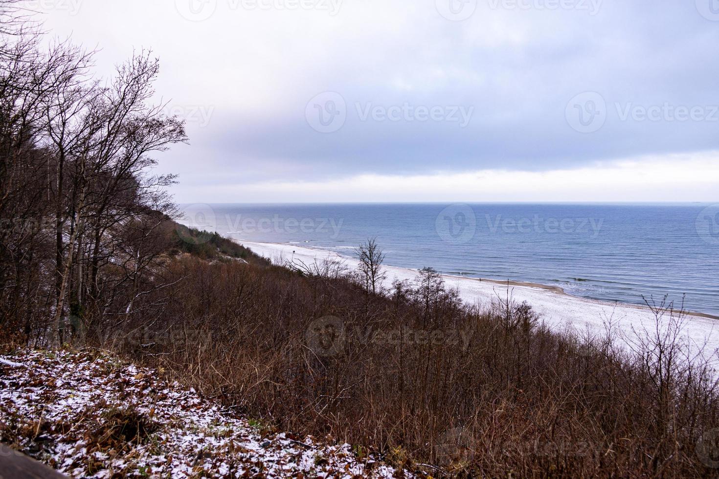 winter landscape from the beach on the Baltic Sea with snow in Poland i photo