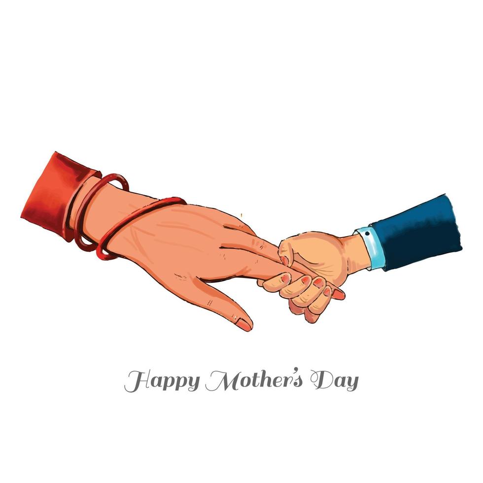 Happy mothers day for woman and child hand holding card background vector