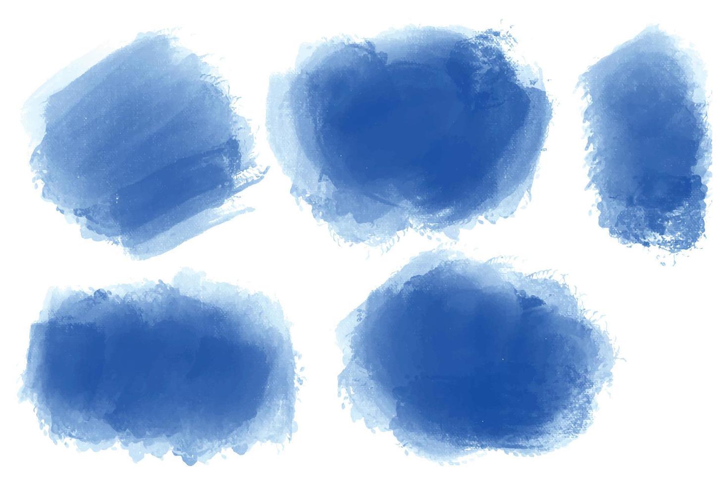 Hand draw blue brush stroke set watercolor design vector