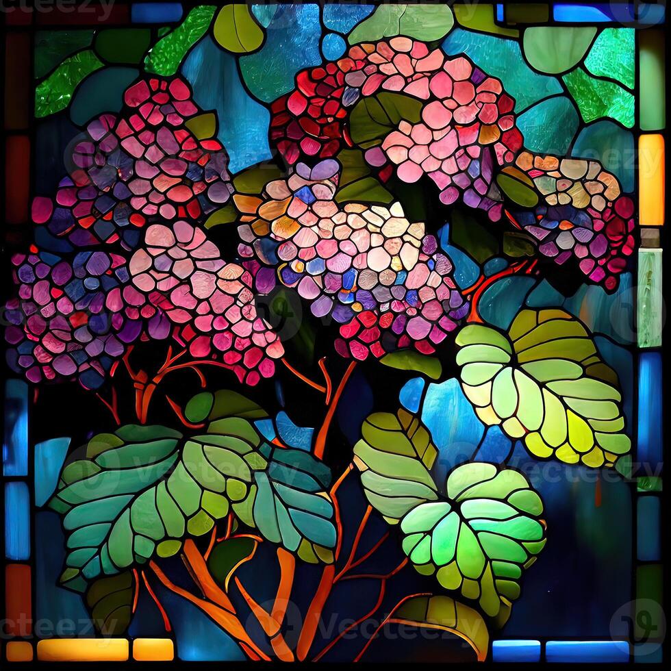 Floral Stained Glass Window - photo