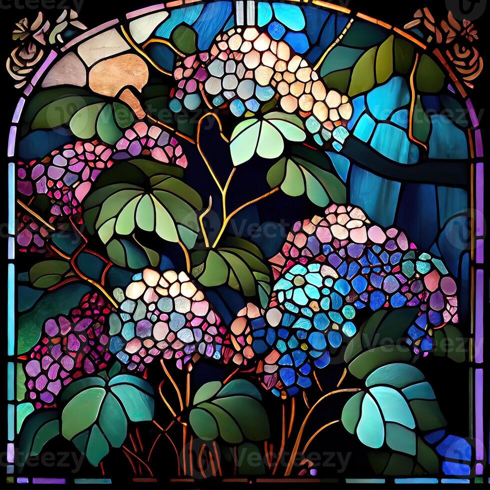 Floral Stained Glass Window - photo