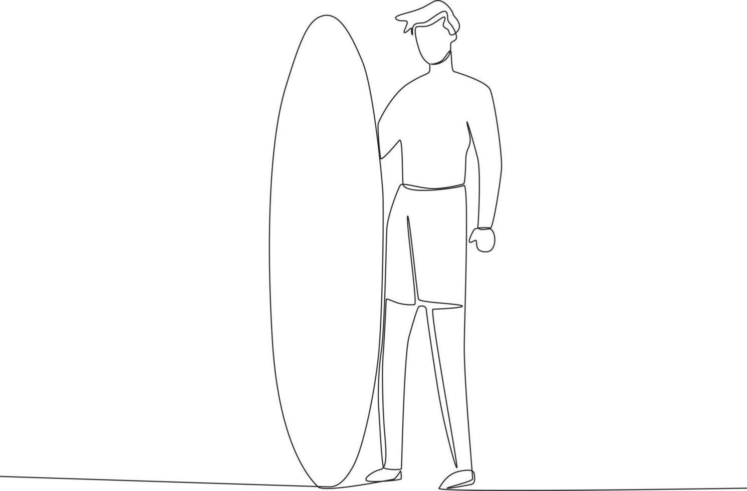 A man looking at the waves before surfing vector