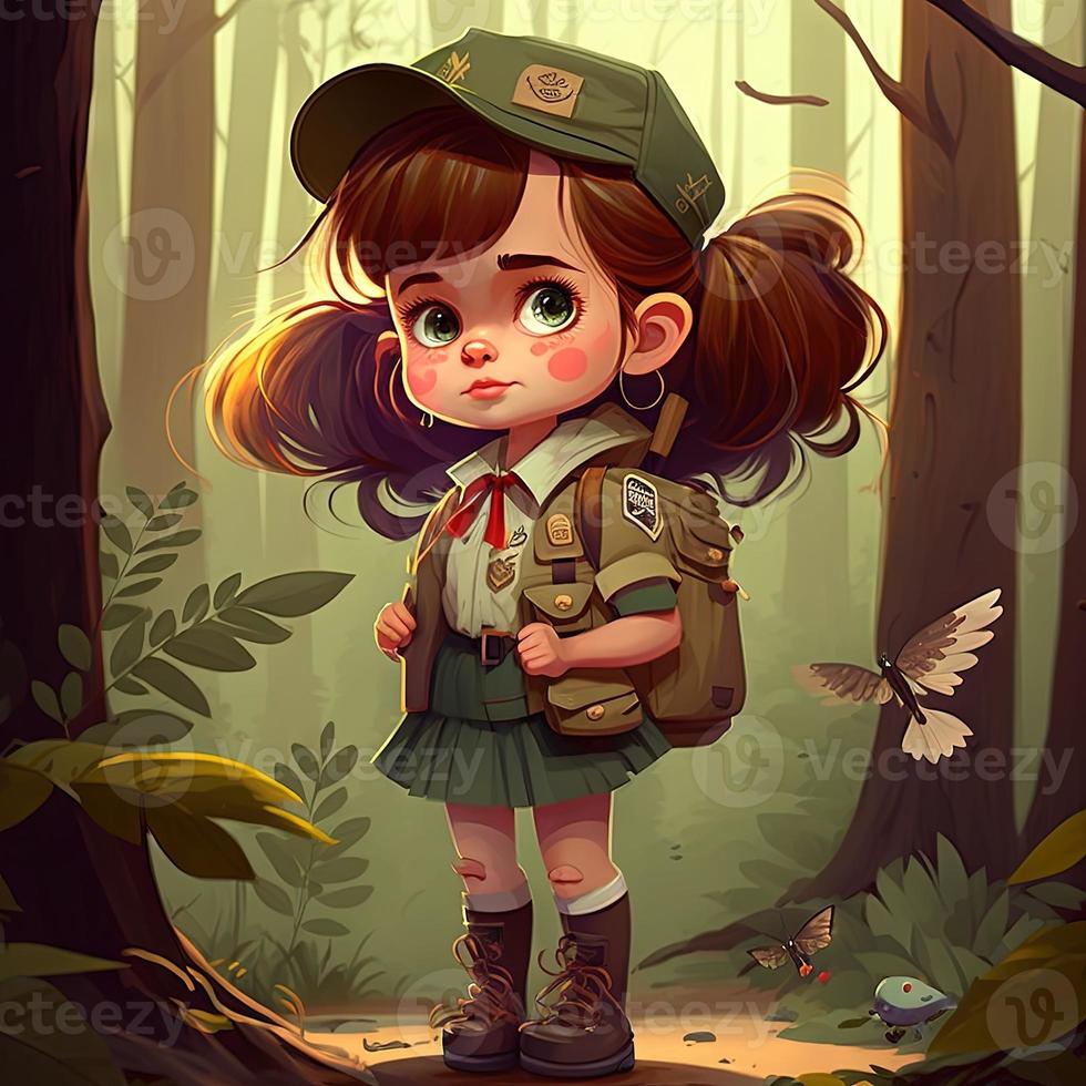 children character design cute panicky young Girl photo