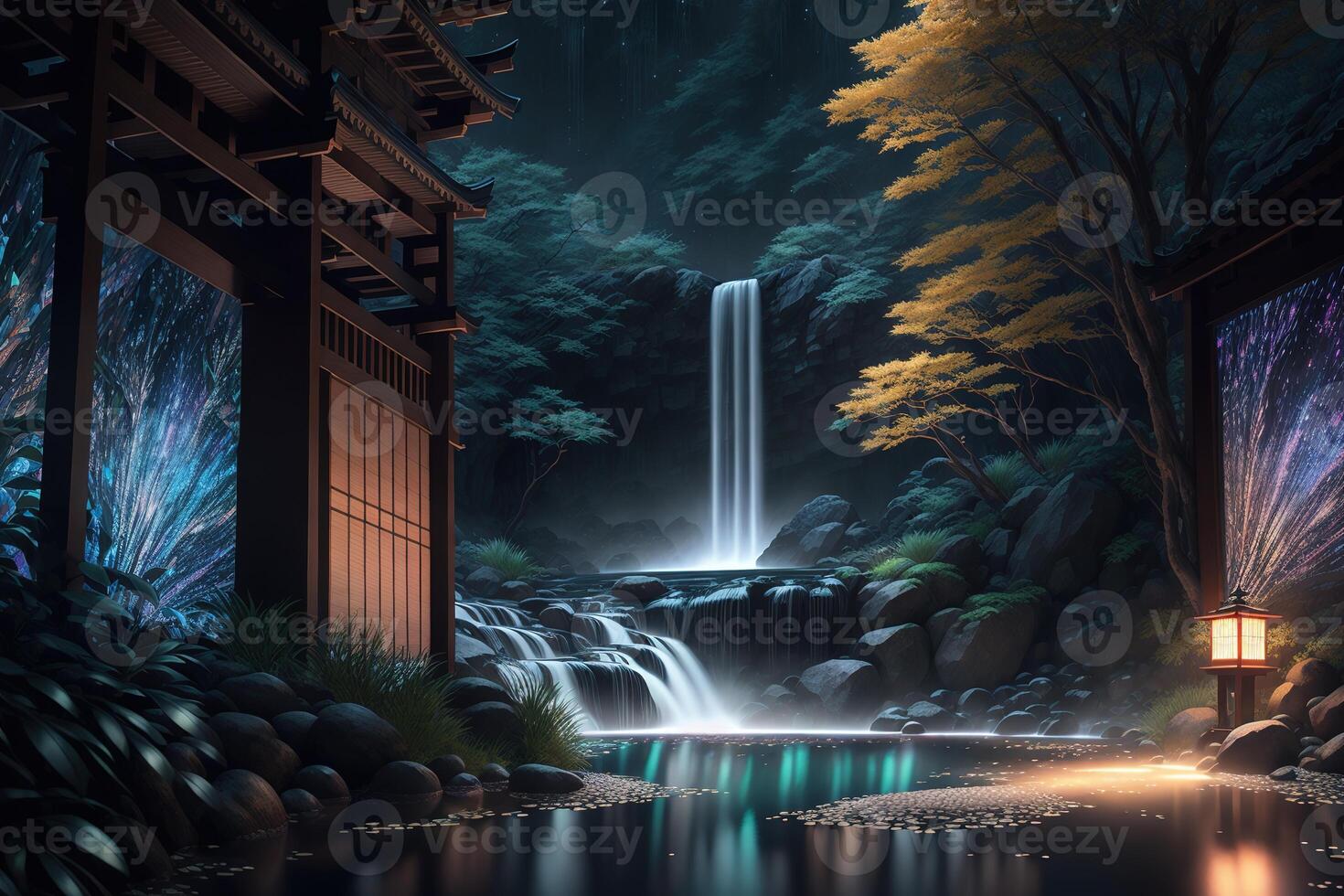A waterfall in the dark Majestic photo