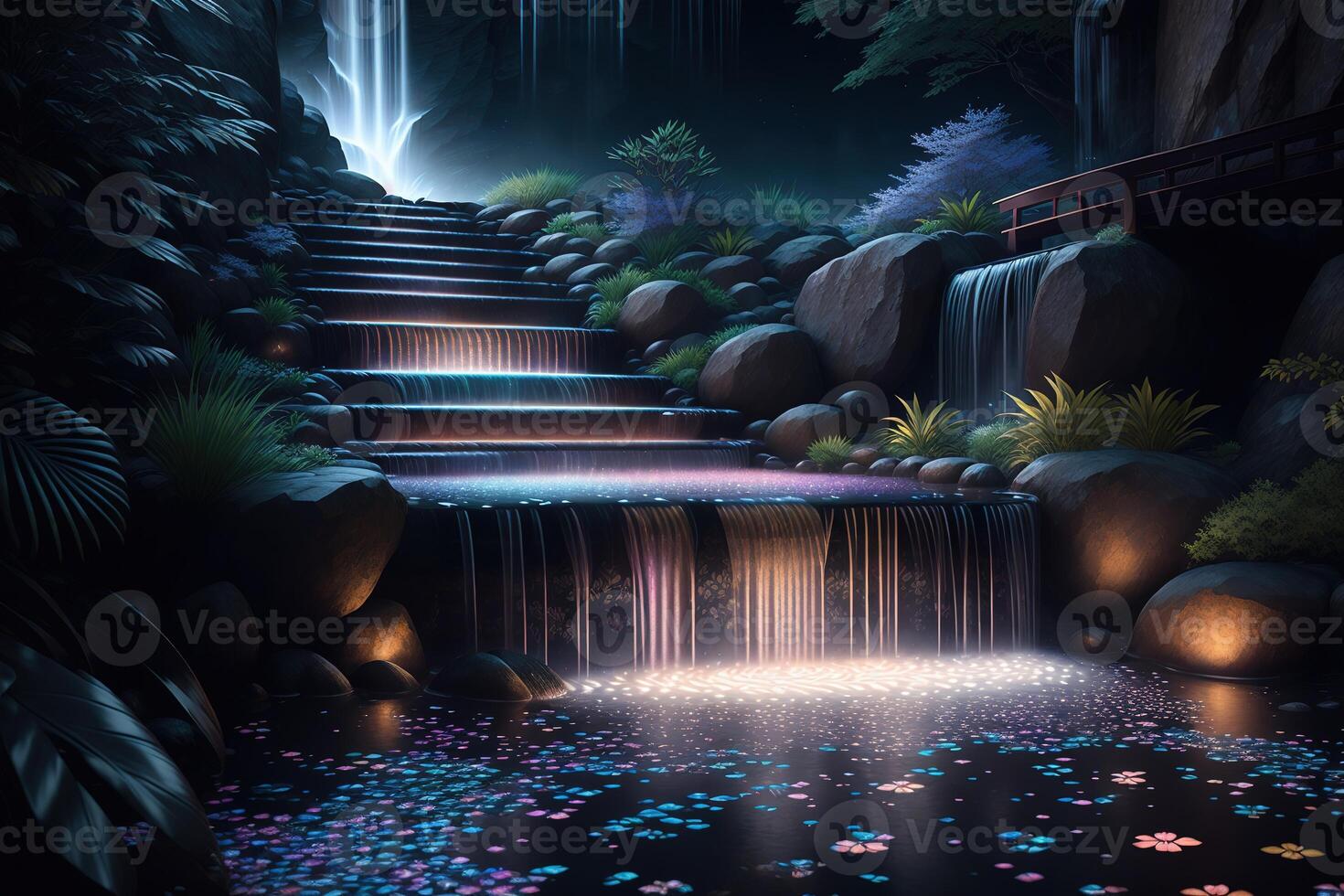 A waterfall in the dark Majestic photo