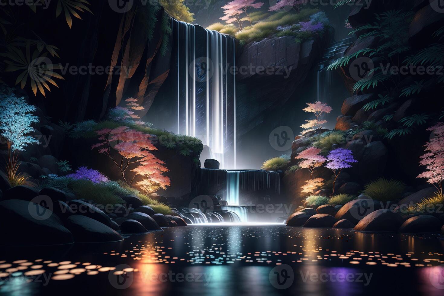 A waterfall in the dark Majestic photo