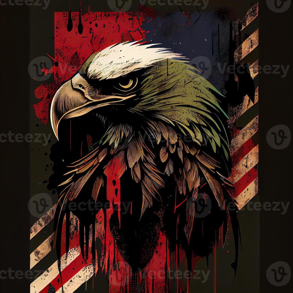 Grunge Patriotic American Bald Eagle - photo