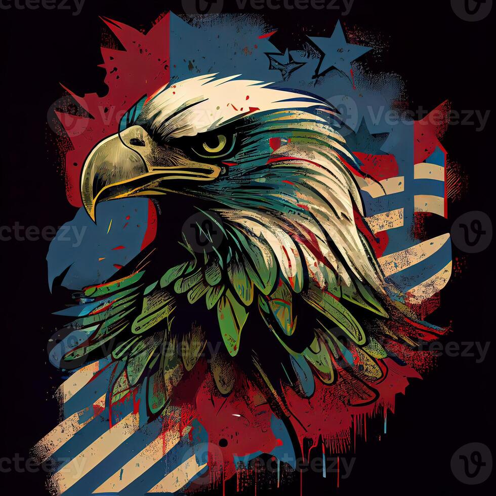 Grunge Patriotic American Bald Eagle - photo