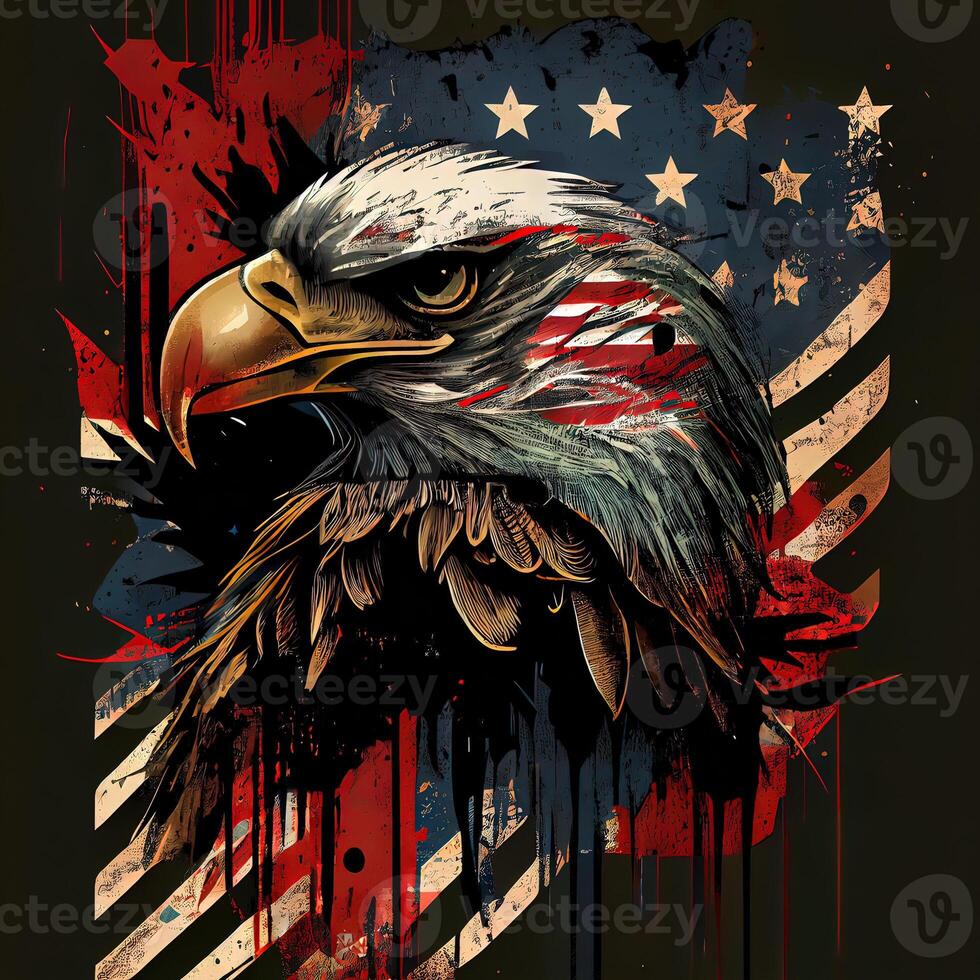 Grunge Patriotic American Bald Eagle - photo