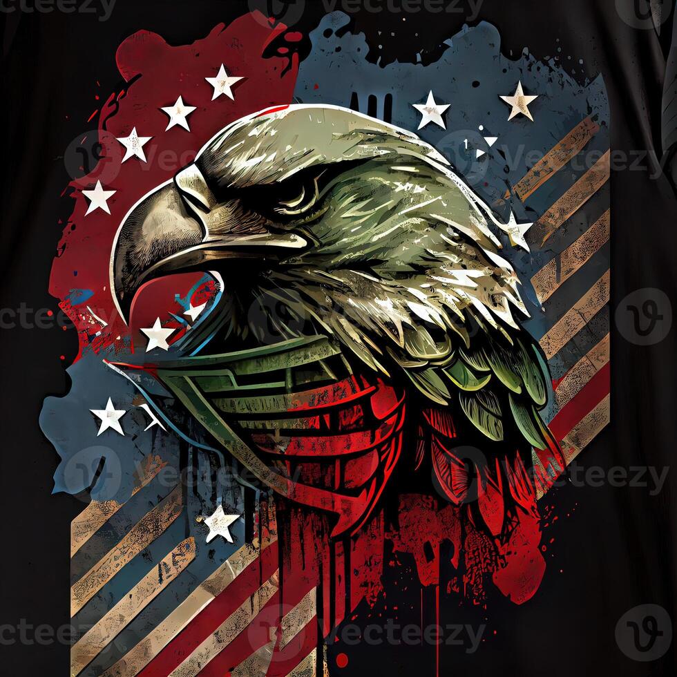 Grunge Patriotic American Bald Eagle - photo