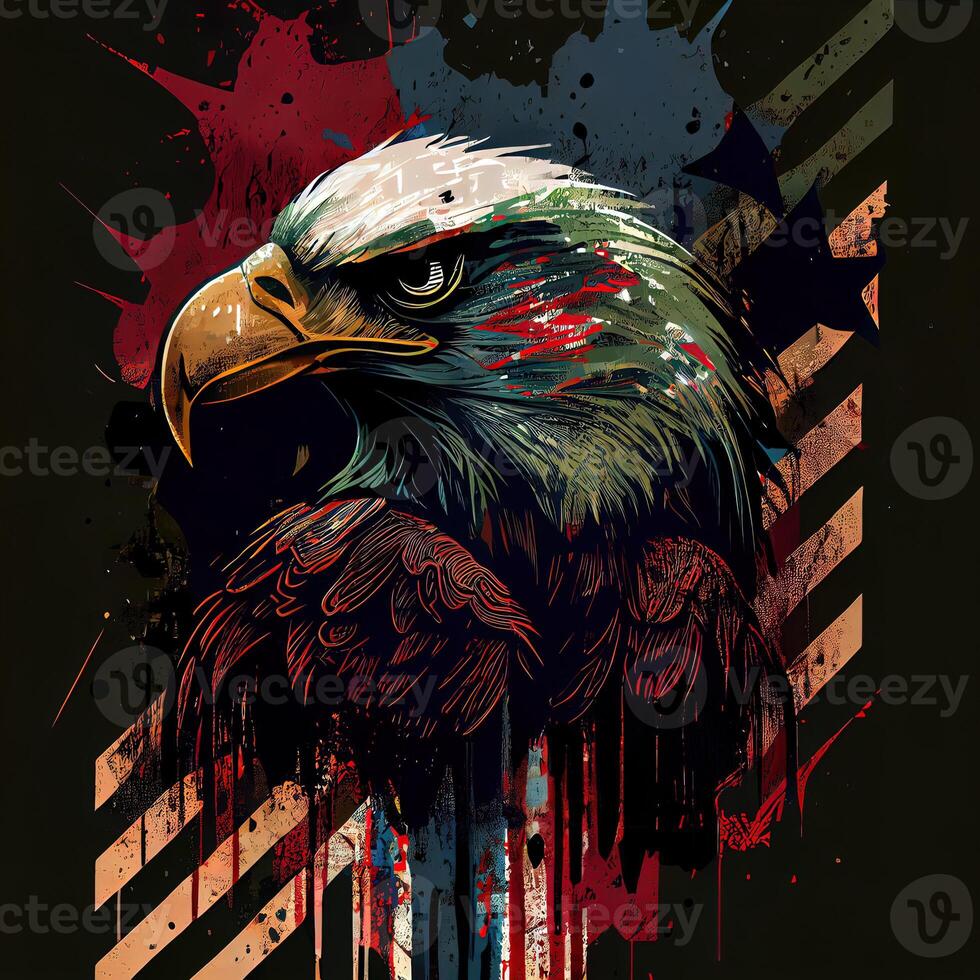 grunge patriótico americano calvo águila - ai generado foto