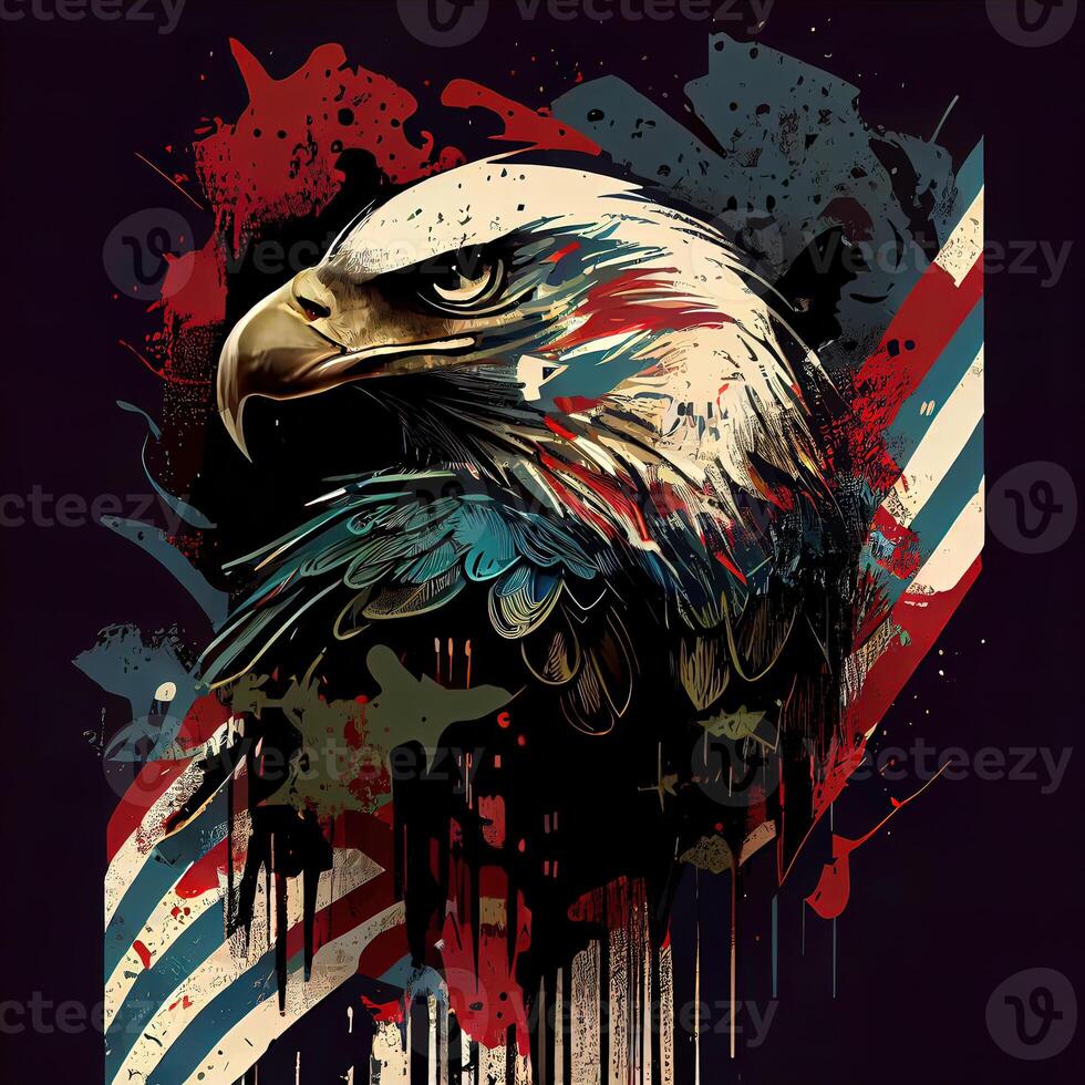 Grunge Patriotic American Bald Eagle - photo