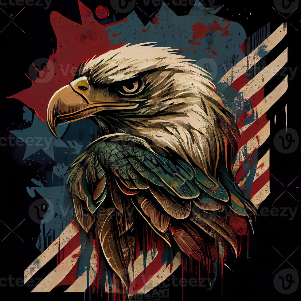 Grunge Patriotic American Bald Eagle - photo