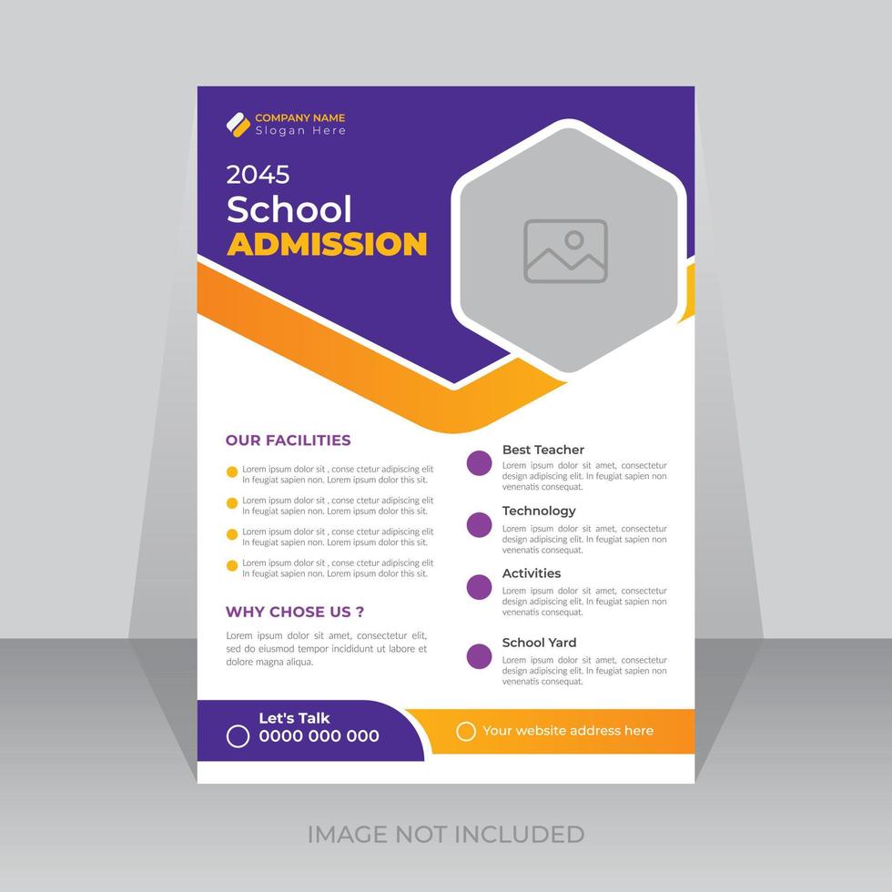 School education flyer or kids admission flyer and layout template vector