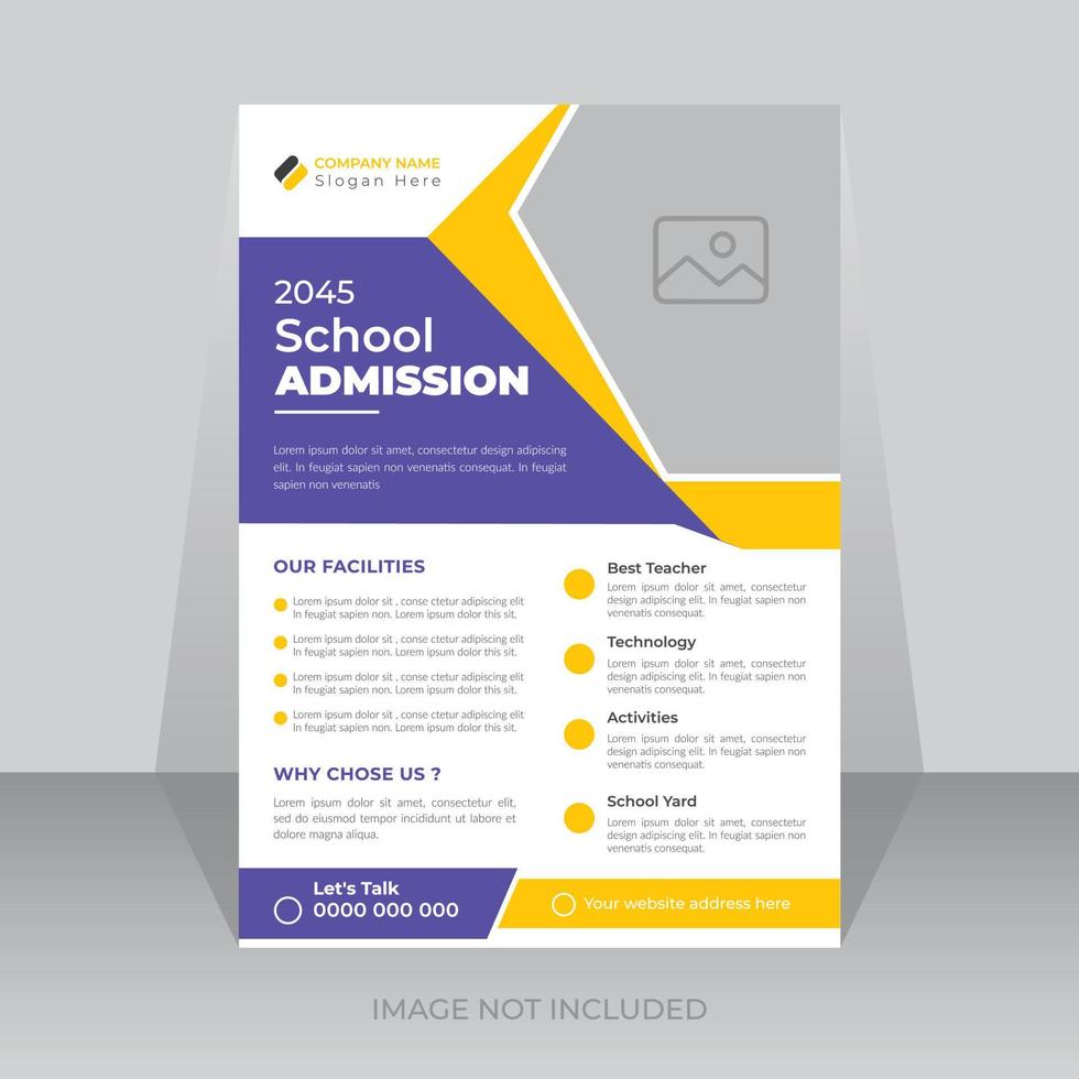 Creative and modern online school education admission flyer template vector