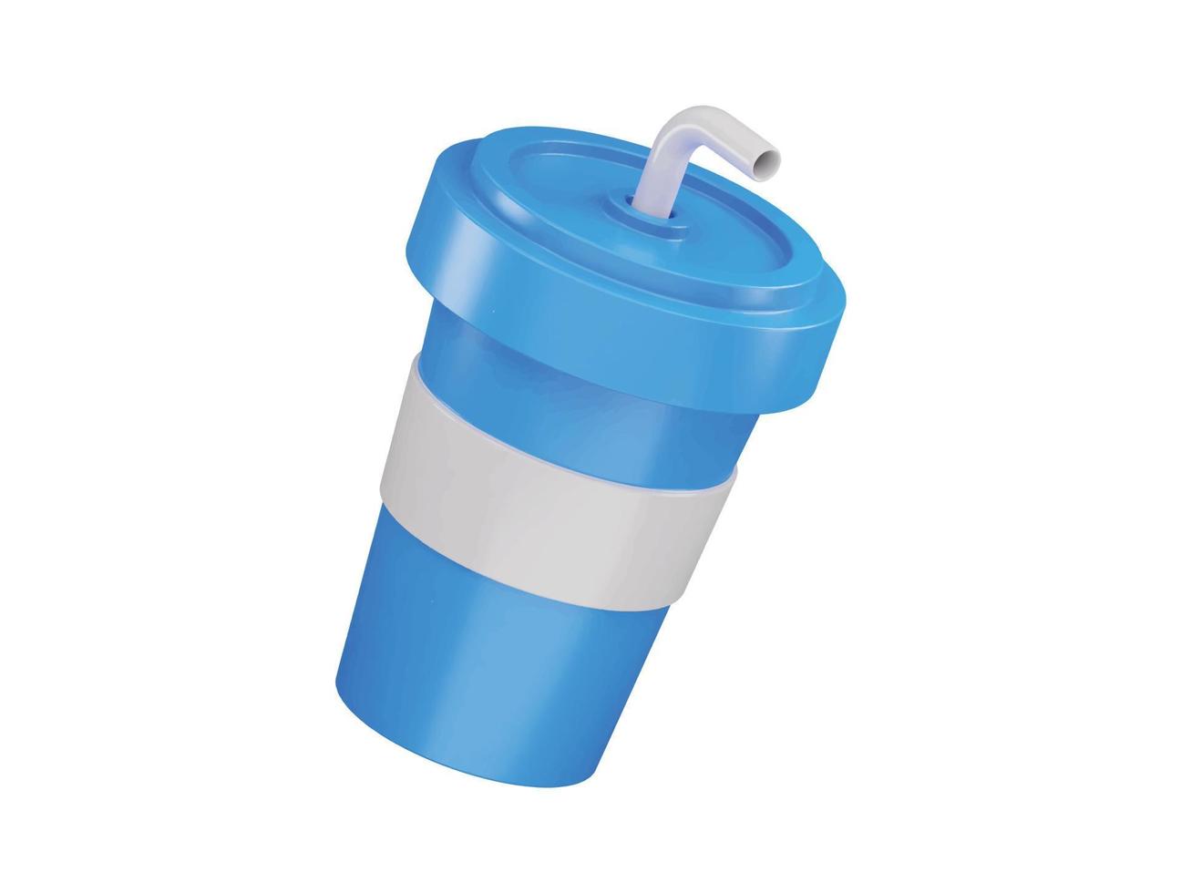 Paper plastic beverage cup with tube for soda juice coffee tea fast food icon 3d rendering vector