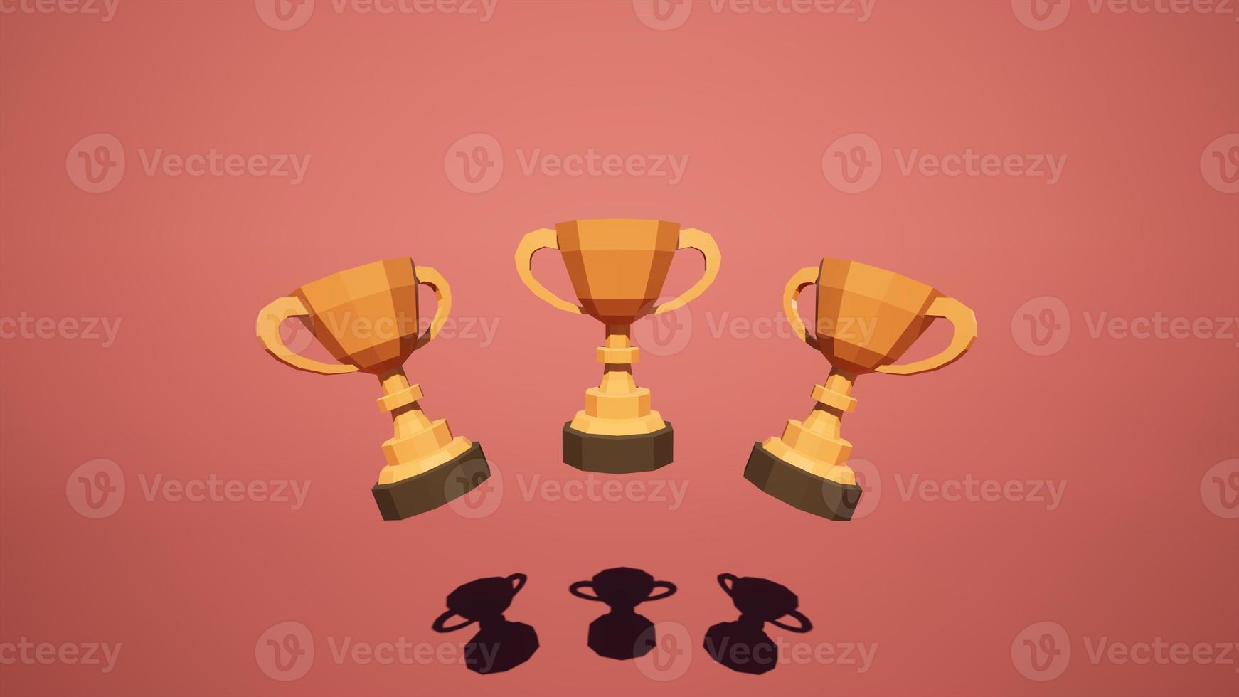 golden trophy on a red background Victory concept, award, goal, work hard, The result of a commitment to success, images for inspiration Team Motivation running a successful business,3d illustration photo