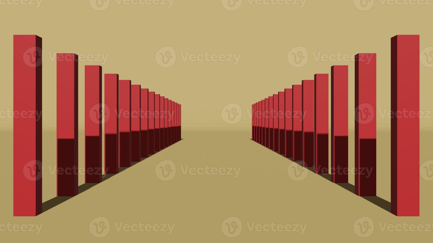 3D Rendering Abstract Red Stick On Yellow Background photo