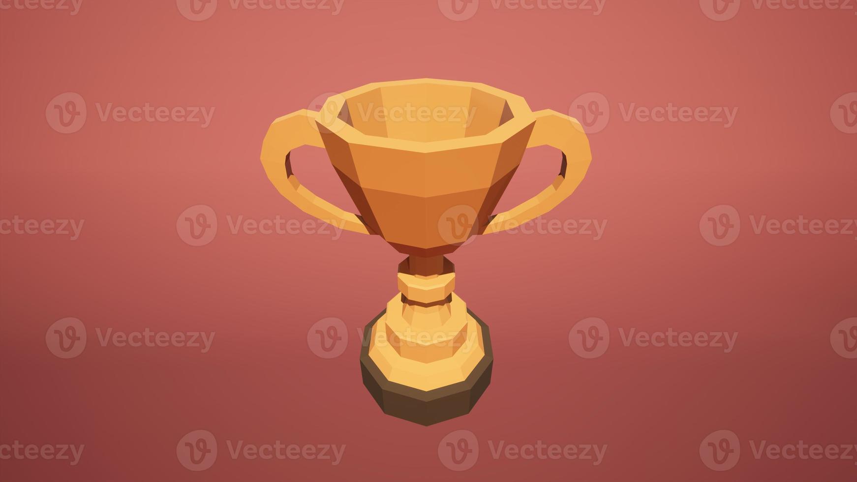 A golden trophy on a red background Victory concept, award, goal, work hard, The result of a commitment to success, images for inspiration Team Motivation running a successful business,3d illustration photo