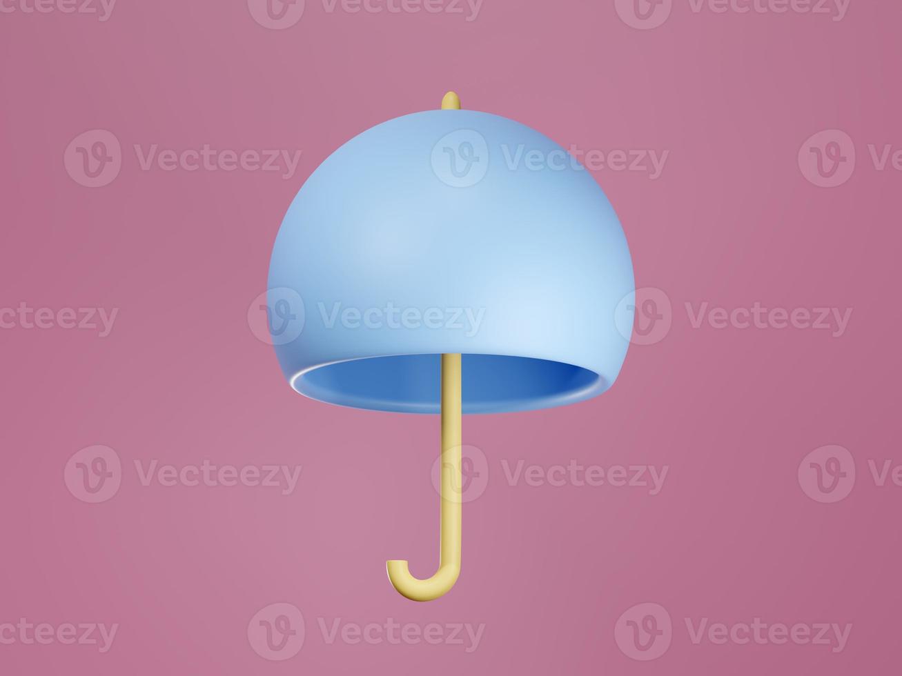 Cute Umbrella In Minimal Concept Summer Theme on Pink background Cartoon style with smooth edge, 3D illustration photo