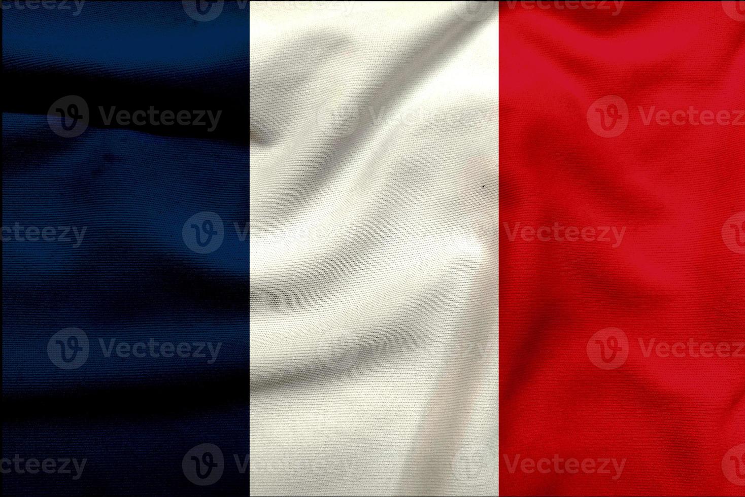 Francia bandera en el texturizado paño, contemporáneo tomar en el azul, blanco, y rojo bandera de Francia foto