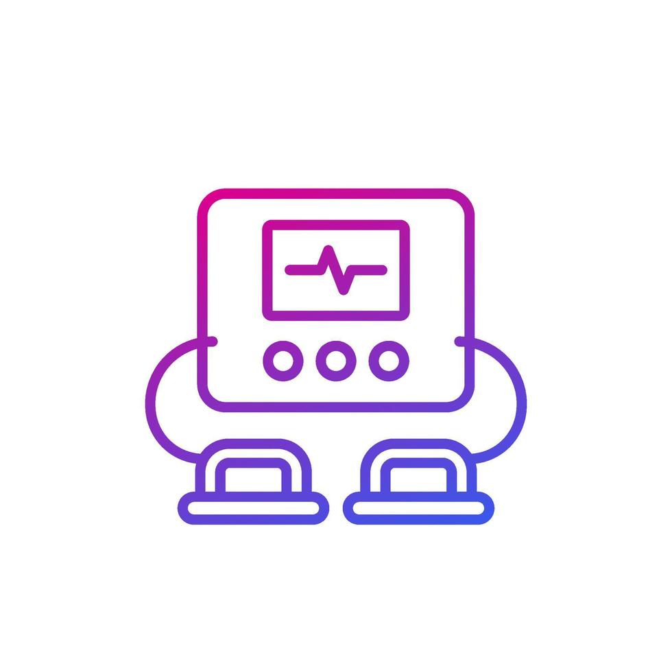 Defibrillator, cpr device line icon vector