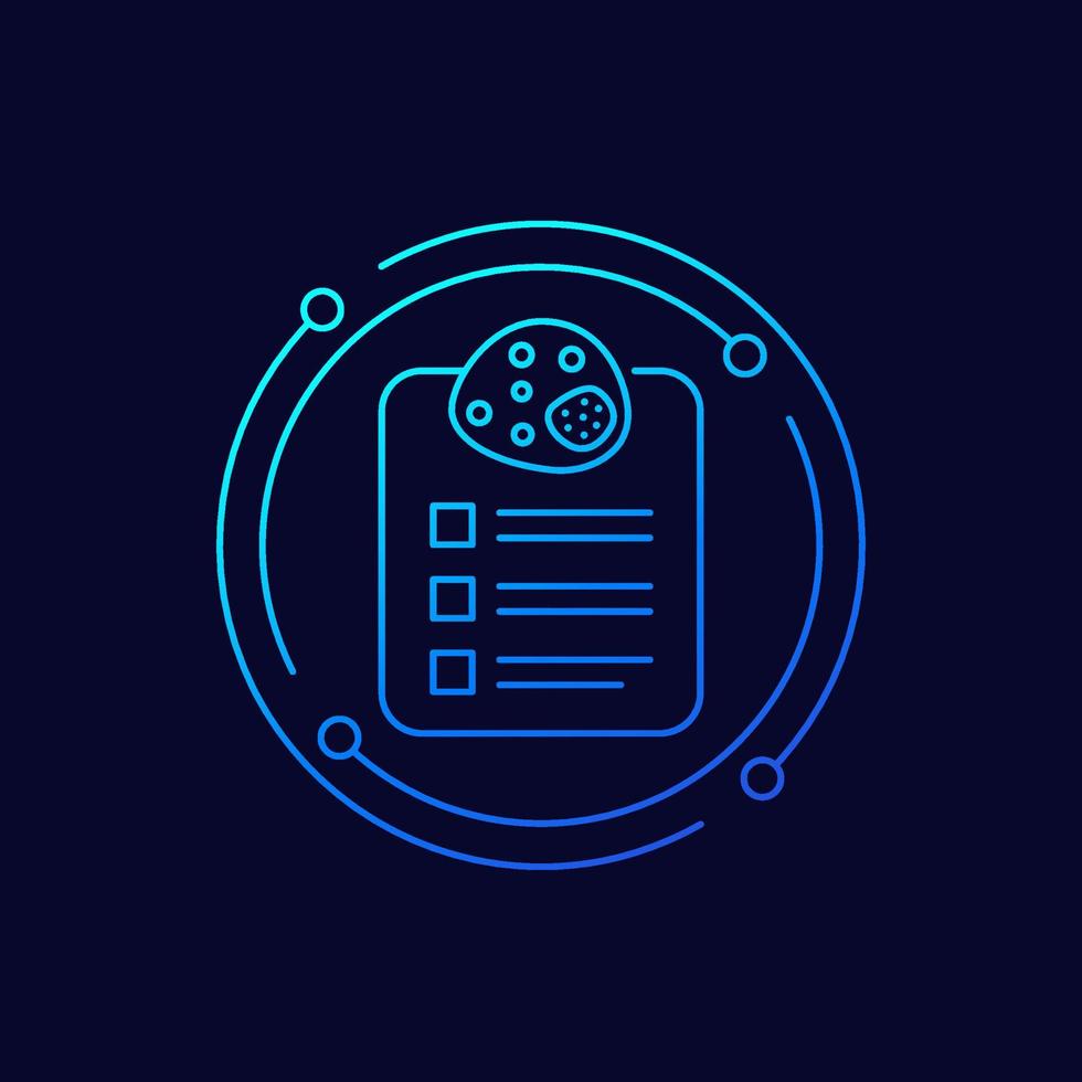 bacteria and checklist icon, linear design vector