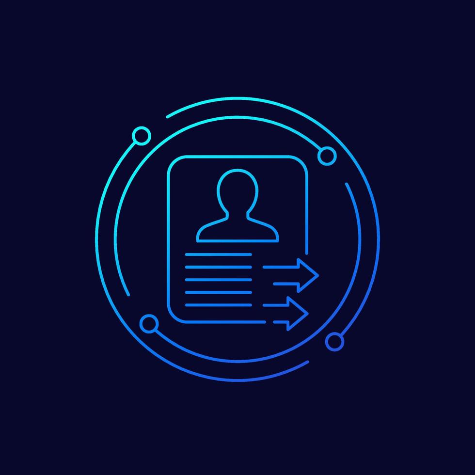 export profile, personal data icon, linear design vector