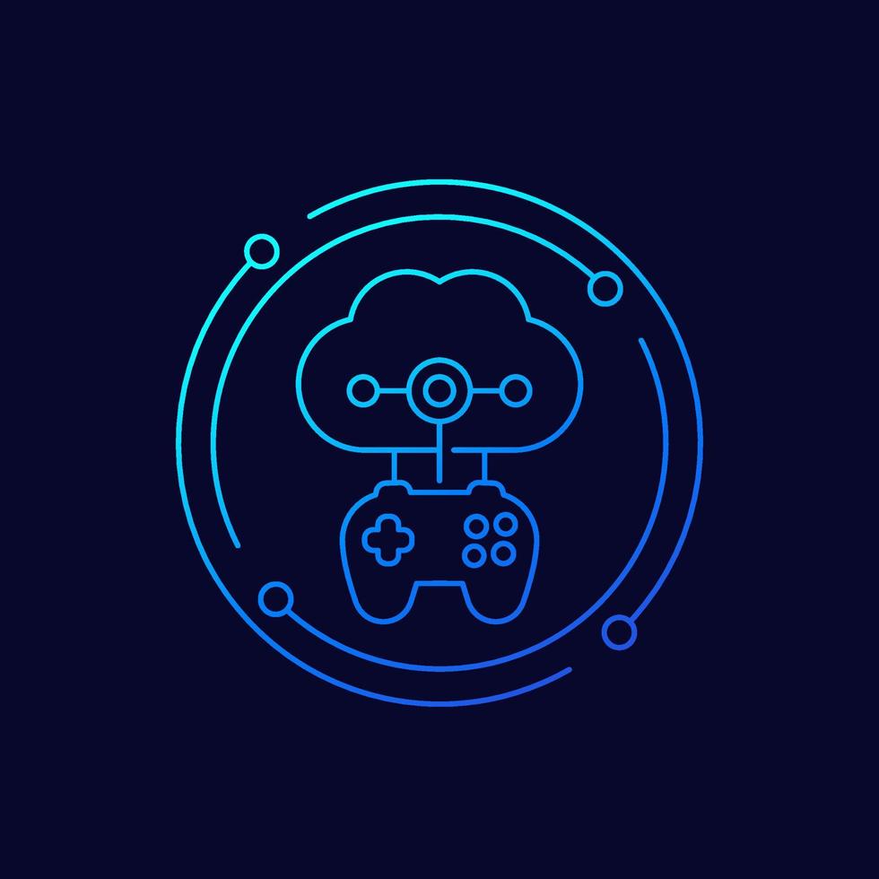 game server icon, linear design vector