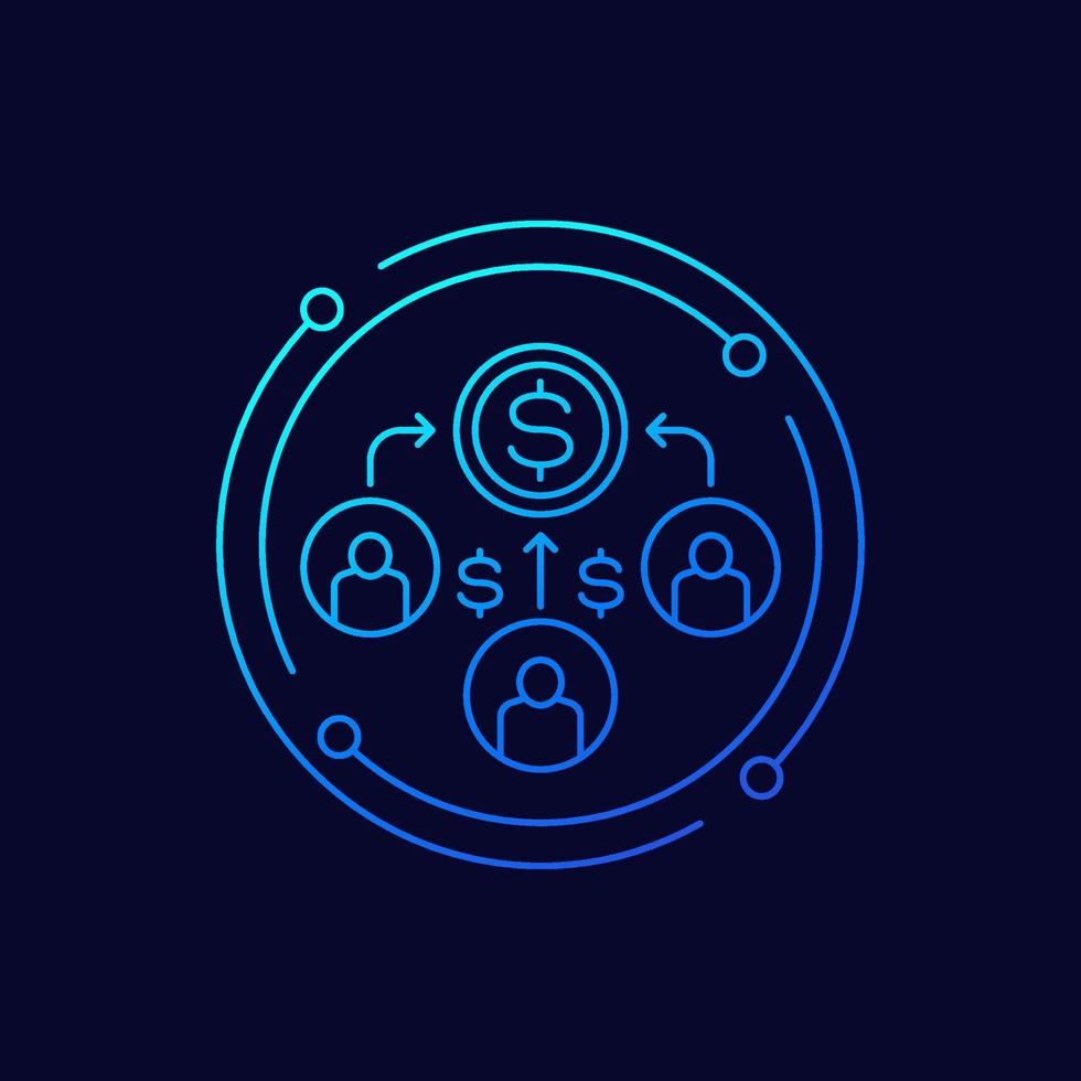 mutual fund icon, linear design vector