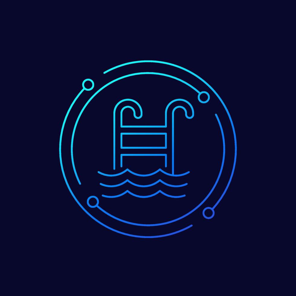 swimming pool icon, linear design vector