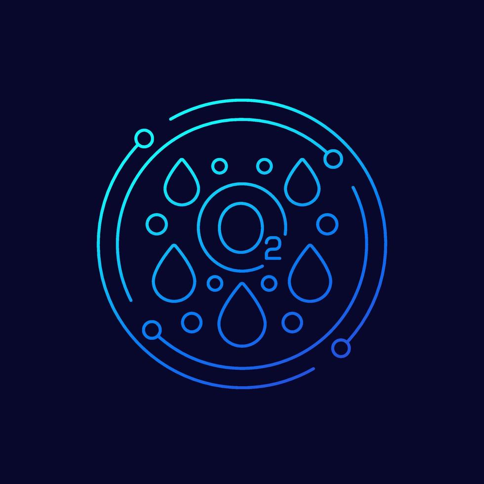 oxygen in blood, O2 icon, linear design vector