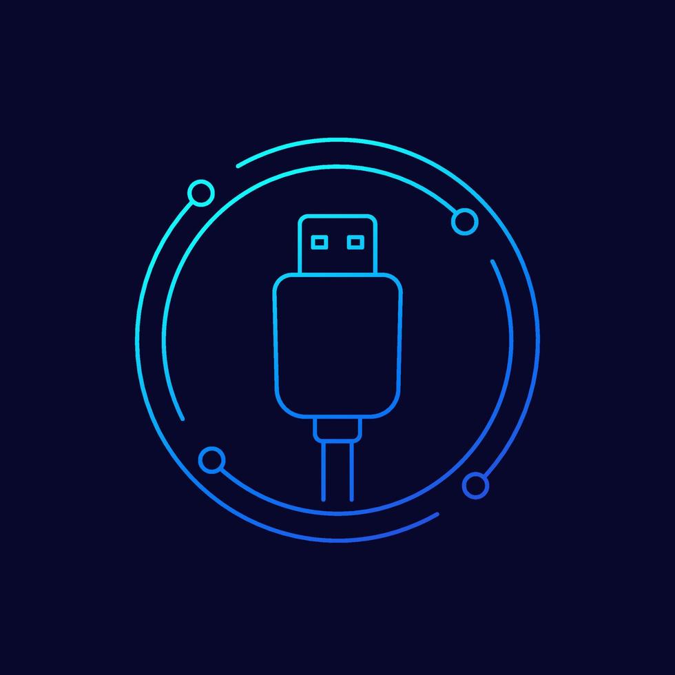 usb plug line vector icon