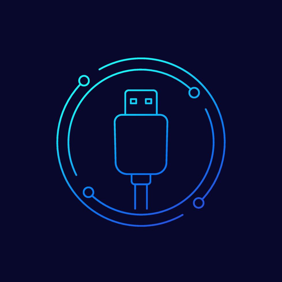 usb plug line vector icon