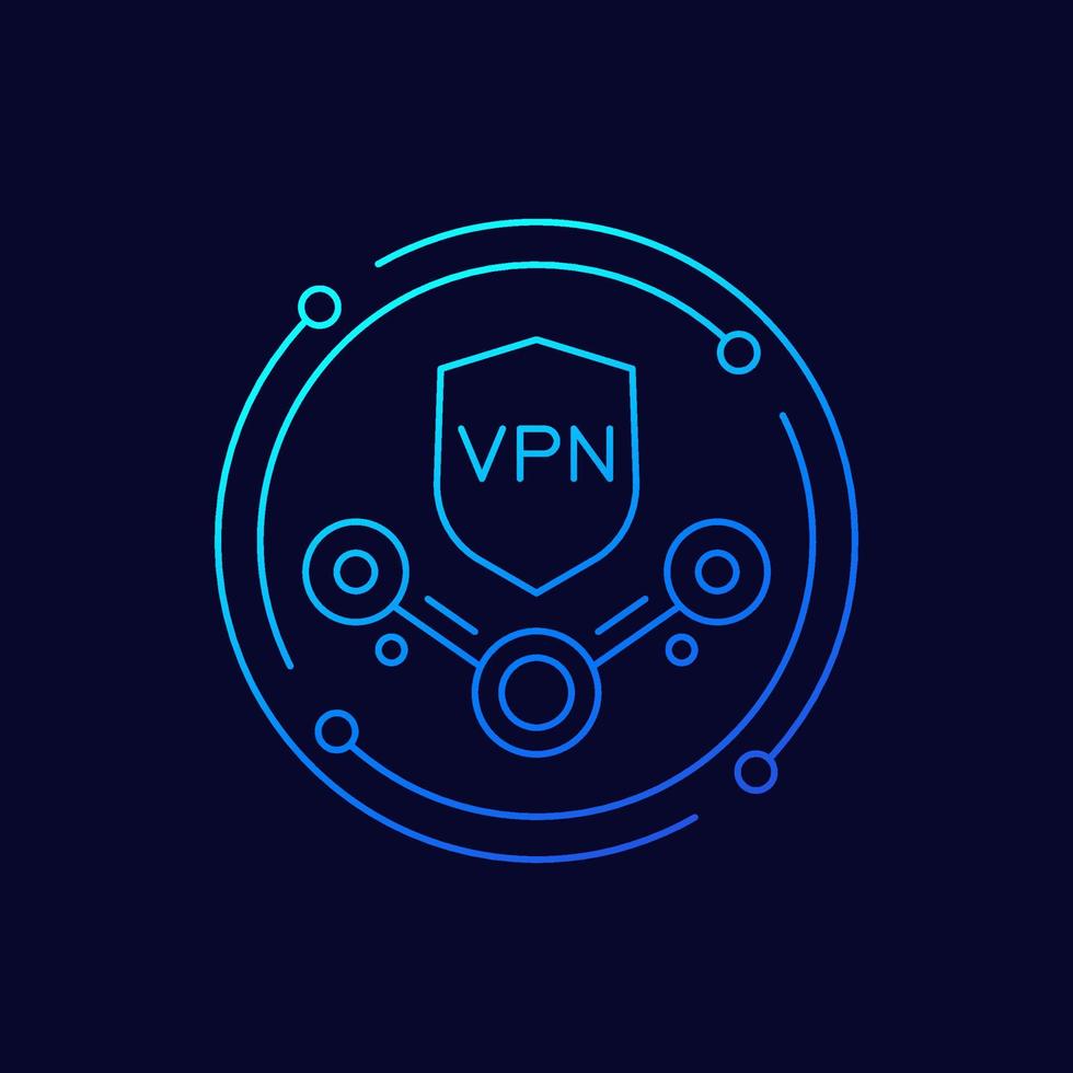 VPN service line icon with a shield, vector