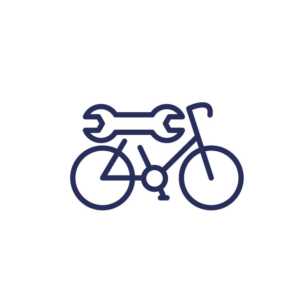 Bicicleta, icono de línea de servicio de reparación de bicicletas vector