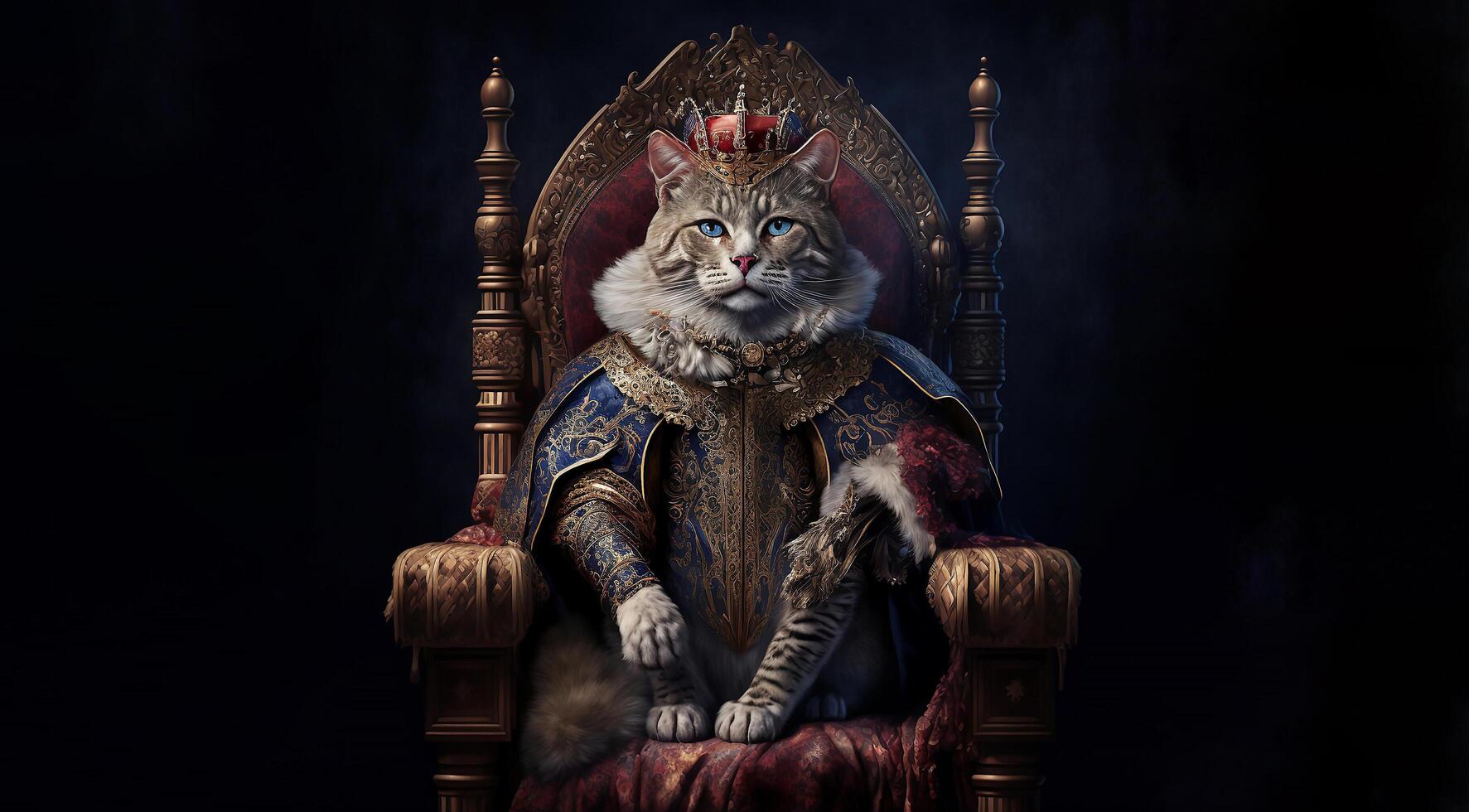 The Royal cat with luxury dress costume. Close up Portrait King cat