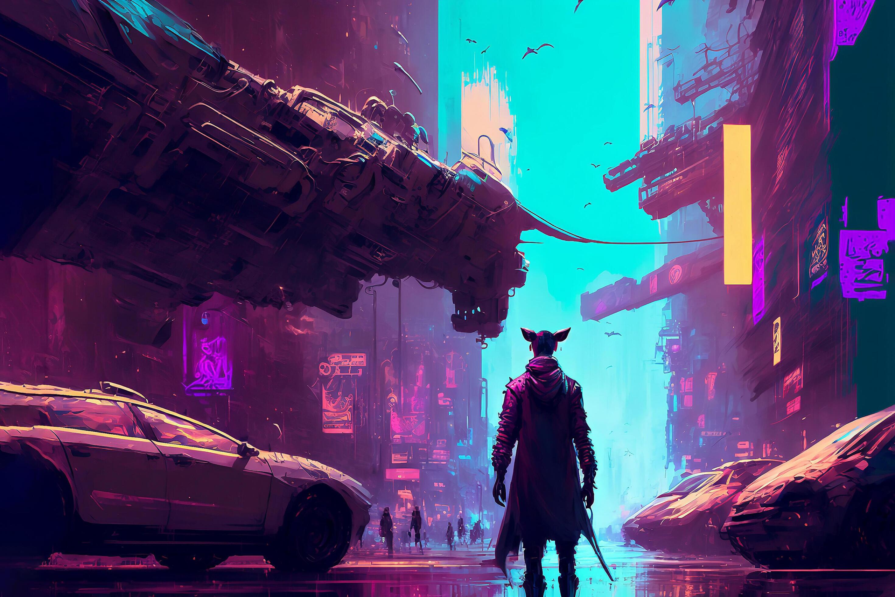 cyber, night, futuristic, city, Cyberpunk 2077, 1080P HD Wallpaper