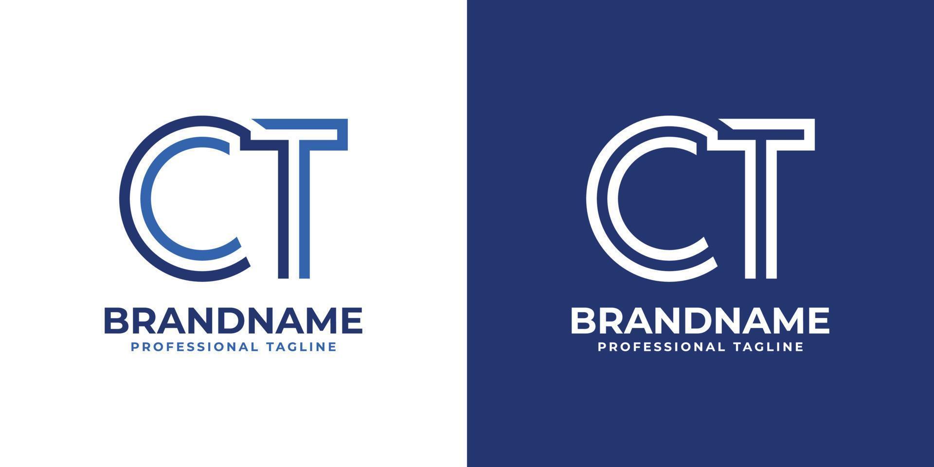 Letter CT Line Monogram Logo, suitable for any business with CT or TC initials. vector