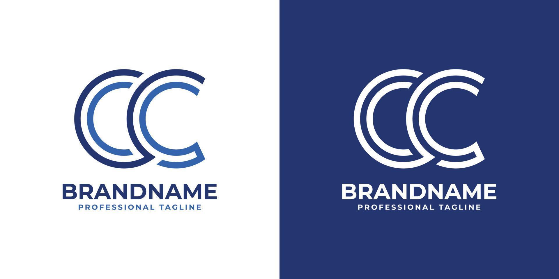 Letter CC Line Monogram Logo, suitable for any business with C or CC initials. vector