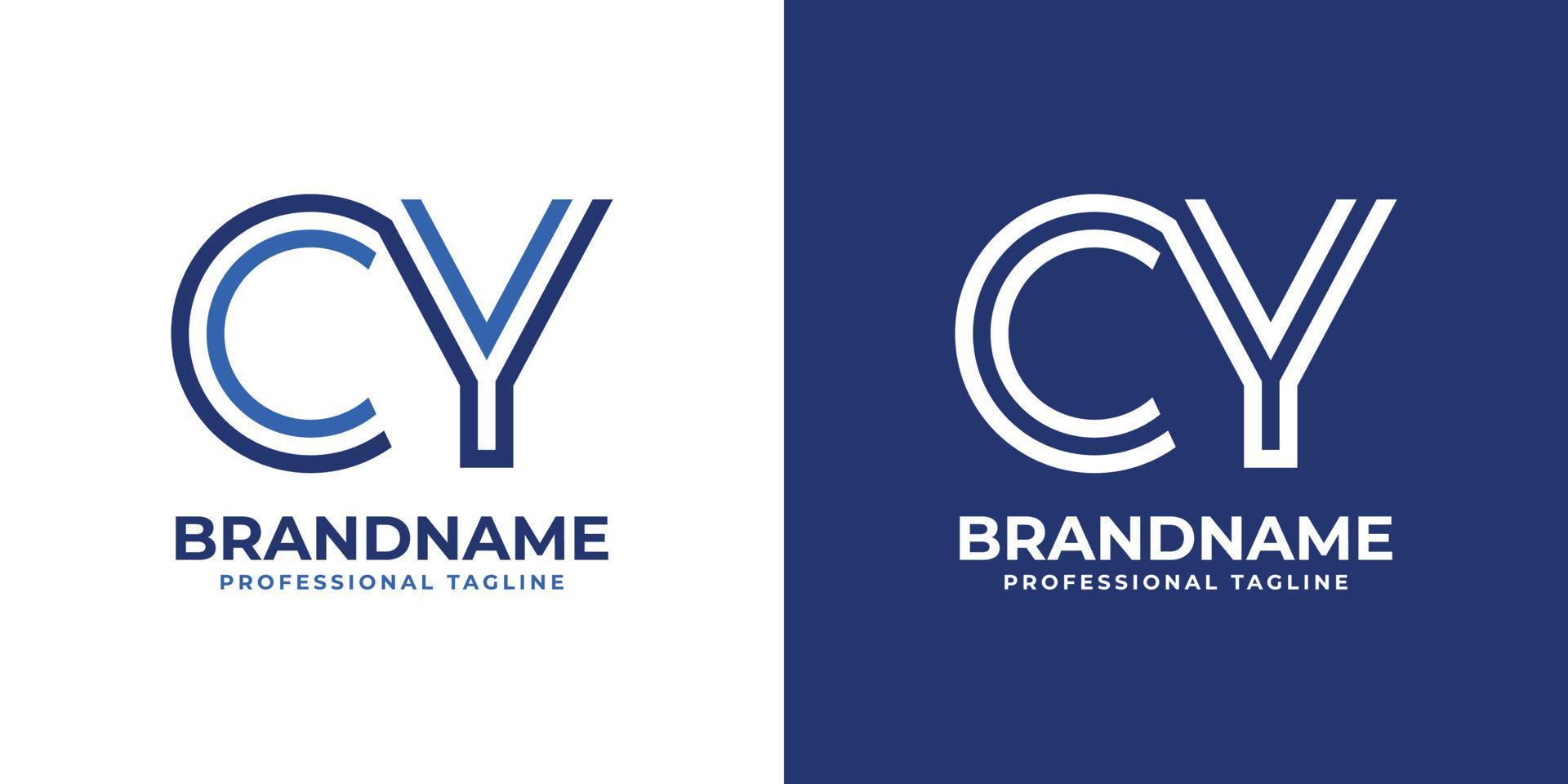 Letter CY Line Monogram Logo, suitable for any business with CY or YC initials. vector