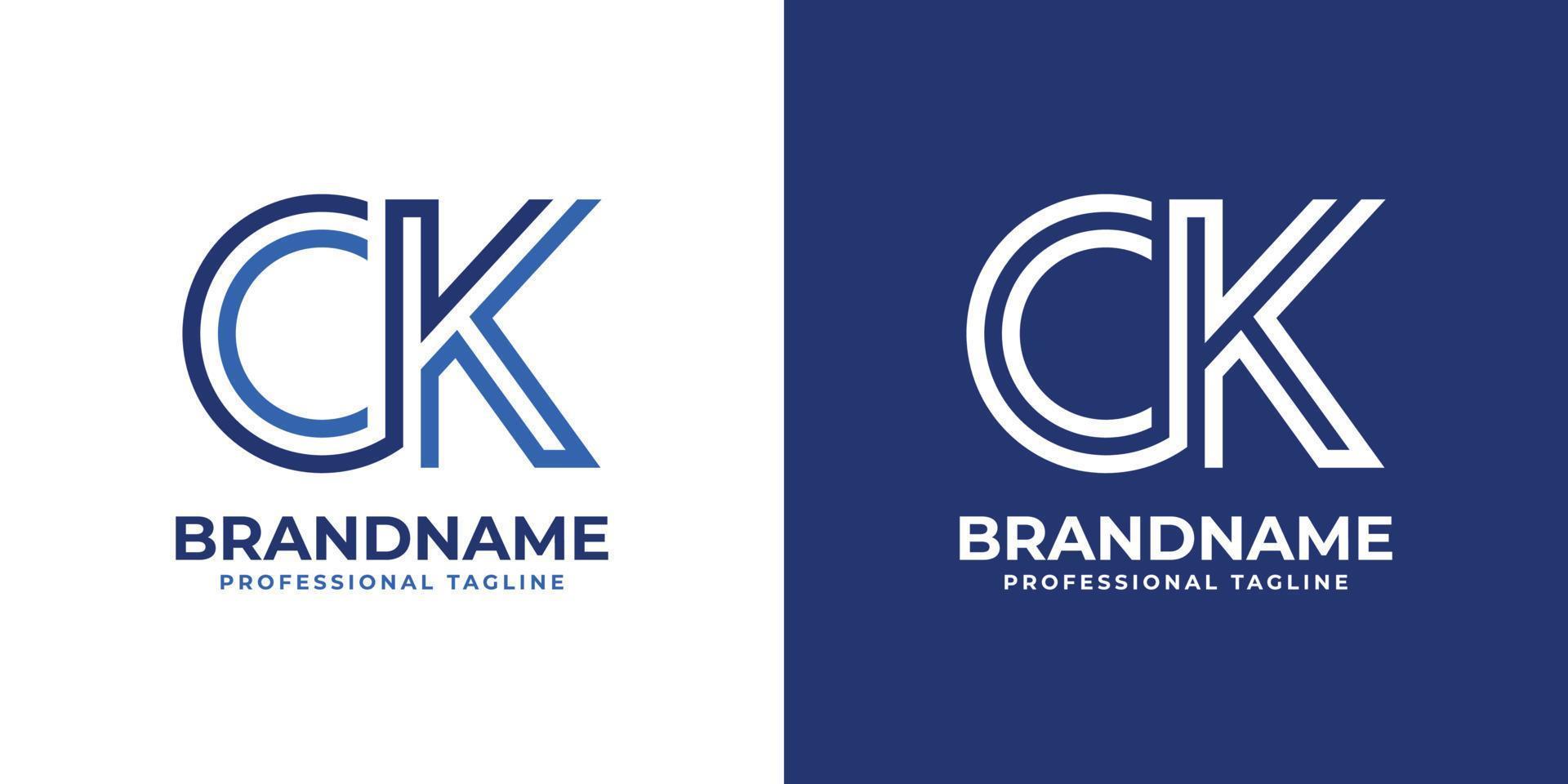 Letter CK Line Monogram Logo, suitable for any business with CK or KC initials. vector