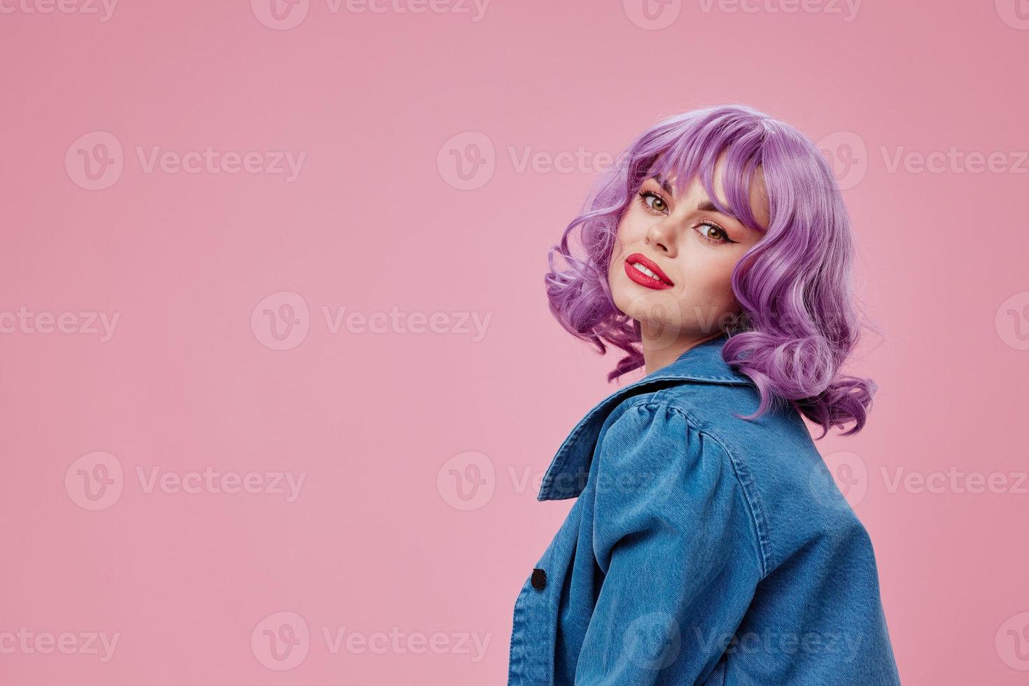 pretty woman denim clothing fashion posing cap pink glasses studio model unaltered photo