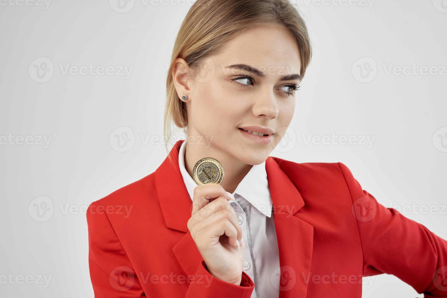 financier Red jacket virtual money economy isolated background photo